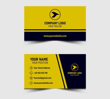Modern Tasarım Kartı, Mavi ve Sarı Kart Şablonu ve Şekil Vektörü olan Profesyonel Şirket Logosu