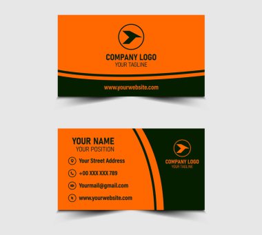 Modern Tasarım Kartı, Yeşil ve Turuncu 'nun şablonu. Şirketin logosu, Profesyonel, şekil vektörü olan bir şirket.