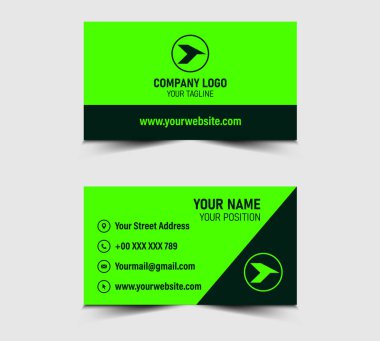Modern Tasarım Kartı, şekil vektörlü Şirket Logosu Profesyonel Kurumsal Yeşil ile birlikte ziyaret kartı şablonu