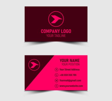 Modern Tasarım Kartı, şekil vektörü olan Şirket Logosu Profesyonel Şirketi ile Pembe Renkli Ziyaret Kartı Şablonu