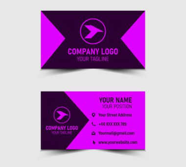 Modern Tasarım Şablonu Mor Renkli Kartvizit ve Şekil Vektörü olan Şirket Logosu Profesyonel Şirketi