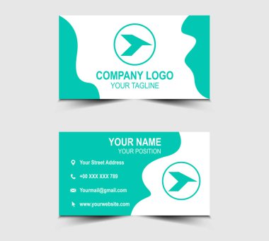 Kartvizit Modern Tasarım şablon ziyaret kartı Cyan Renkli Şirket Logosu Profesyonel Kurumsal Şekiller Vektör