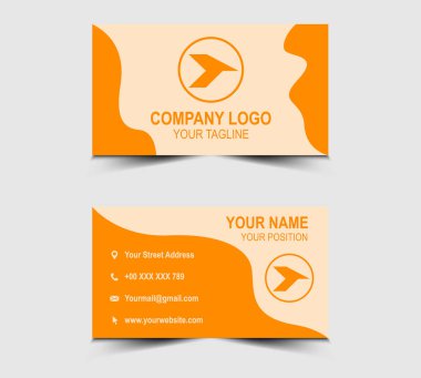 Kartvizit Modern Tasarım şablon ziyaret kartı Turuncu Renkli Şirket Logosu Profesyonel Kurumsal Şekilli Vektör