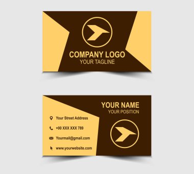 Kartvizit Modern Tasarım Kart Şablonu Kahverengi Renkli Şirket Logosu Profesyonel Kurumsal Şekil Vektörü