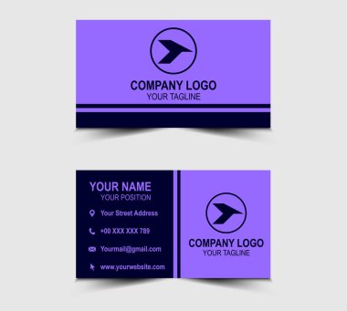 Kartvizit Modern Tasarım şablonu Mor renkli ve şekil vektörü olan Şirket Logosu Profesyonel Şirketi