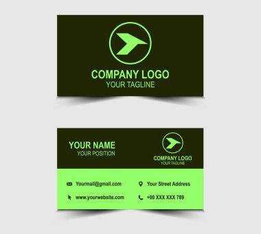 Kartvizit Modern Tasarım şablonu, şekil vektörü olan Şirket Logosu Profesyonel Şirketi Yeşil Renkli