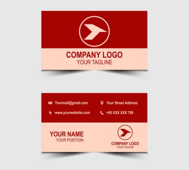 Modern Tasarım Kart Şablonu, şekil vektörü olan Şirket Logosu Profesyonel Şirketi ile Kırmızı Kart Şablonu