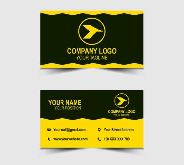 İş kartı Modern Tasarım şablonu. Sarı renkli, şekil vektörü olan şirket logosu profesyonel bir şirket.