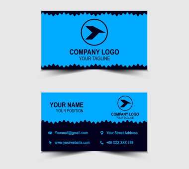 Kartvizit Modern Tasarım şablonu, şekil vektörü olan Şirket Logosu Profesyonel Şirketi 'nin Mavi Kartı