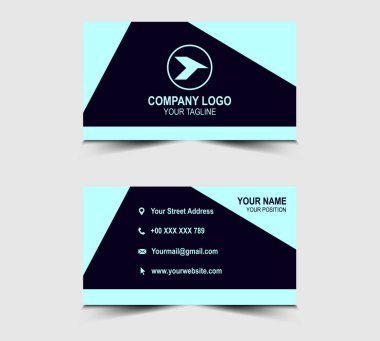 Kartvizit Modern Tasarım kartviziti Mavi ve Cyan Renkli Şirket Logosu Profesyonel Kurumsal Şekiller Vektör