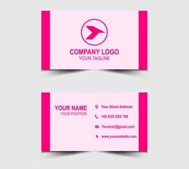 Modern Tasarım kartviziti Pembe Şirket Logosu Vektör şekilli profesyonel şirket