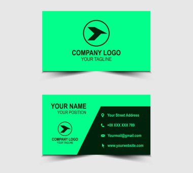 Modern Tasarım kartviziti. Yeşil ve şekil vektörü olan şirket logosu.