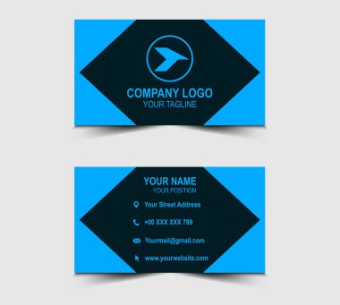 Kartvizit Modern Tasarım ziyaretçi kartı Mavi Renkli Şirket Logosu Profesyonel Kurumsal Şekil Vektörü