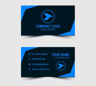 Modern Tasarım kartviziti. Mavi, şekil vektörü olan şirket logosu, profesyonel bir şirket.