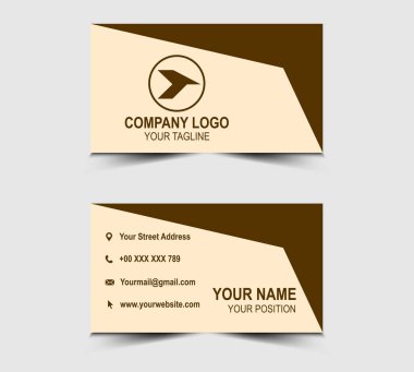 Şirket logosu olan Modern Tasarım kartviziti. Kurumsal kahverengi renkli, şekil vektörü olan.