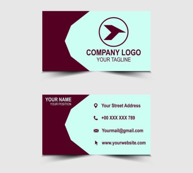 Şirket logosu olan Modern Tasarım kartviziti Profesyonel Maroon ve şekil vektörü olan Cyan Renkli