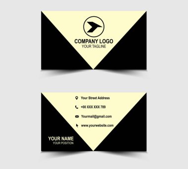 Şirket Logosu Profesyonel Siyah Renkli Şekil Vektörü olan Modern Tasarım kartviziti