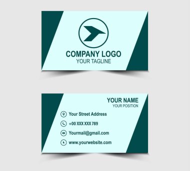 Şirket Logosu Profesyonel Yeşil Cyan Renkli ve şekilli Modern Tasarım kartviziti