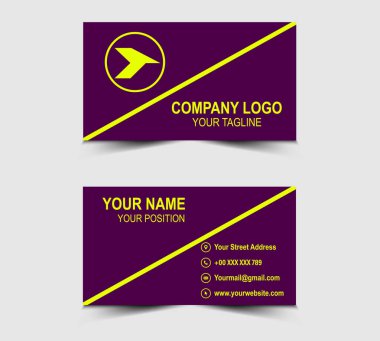Şirket logosu olan Modern Tasarım kartviziti Profesyonel Mor ve şekil vektörü olan Sarı