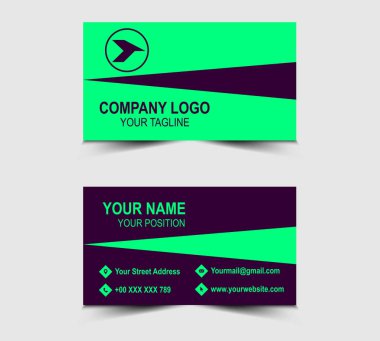 Şirket logosu olan Modern Tasarım kartviziti Profesyonel şirket Yeşil ve Mor Şekilli Vektör