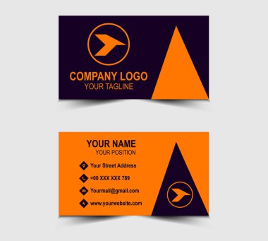 Şirket logosu olan Modern Tasarım kartviziti. Profesyonel Turuncu ve Mavi ve şekil vektörü.