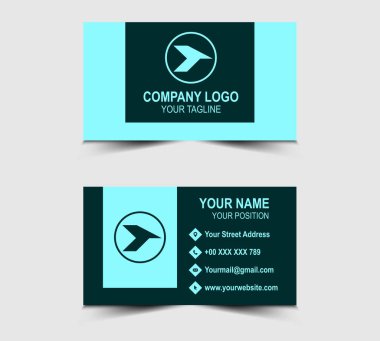 Şirket logosu olan Modern Tasarım kartviziti Vektör şekilli şirket Cyan 'ı