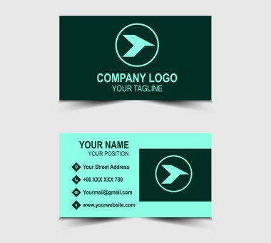 Şirketin logosu olan Modern Tasarım kartviziti Vektör şekilli Yeşil Cyan.