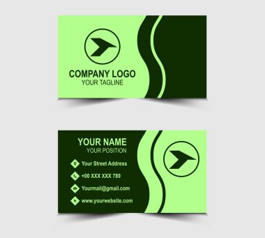 Şirket logosu olan Modern Tasarım kartviziti. Şekil Vektörü olan Profesyonel Kurumsal Yeşil.