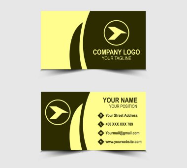 Modern Tasarım Kahverengi ve Sarı Kartvizitli Şirket Logosu Profesyonel Kurumsal Şekiller Vektörü