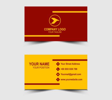 Modern Tasarım Kırmızı ve Sarı Kartvizit. Şirketin logosu. Vektör şekilli profesyonel şirket.