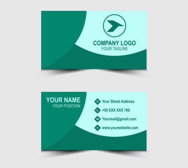 Modern Vektör Tasarımı Yeşil Cyan Renkli Kartvizit Şirket Logosu Profesyonel Şirketi