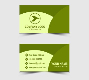 Modern Vektör Tasarımı Yeşil Renkli kartvizit Şirket Logosu Profesyonel Kurumsal Kartı