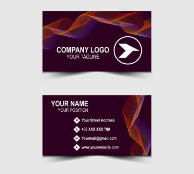 Şirket logosu ile Modern Tasarım kartviziti Mor Karışımlı Dalga Arkaplanı olan Profesyonel Şirket
