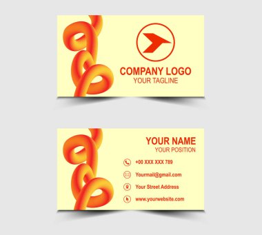 Kartvizit Modern Tasarım ve Turuncu Harmanlama Efekti Şirket Logosu Profesyonel Şirket Kartı