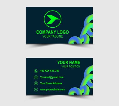 Şirket Logosu Profesyonel Şirketi ile Yeşil Harmanlama Efektli Modern Tasarım Kartı