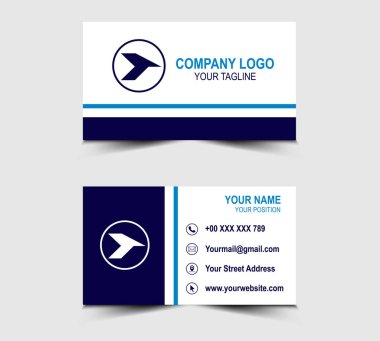 Şirket Logosu Profesyonel Kurumsal Vektör Çizim Şablonu ile Kartvizit Yaratıcı Tasarım Mavi Renkli ziyaret kartı