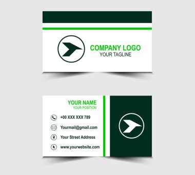 Şirket Logosu Profesyonel Kurumsal Vektör Çizim Şablonu ile Kartvizit Yaratıcı Tasarım Yeşil Renkli ziyaret kartı