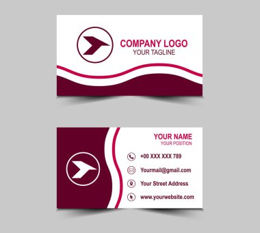 Şirket Logosu Profesyonel Kurumsal Vektör Çizim Şablonuyla Kartvizit Yaratıcı Tasarım Pembe Ziyaret Kartı