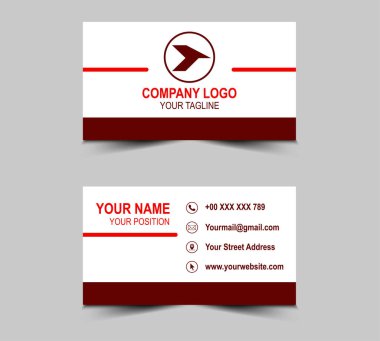 Şirket Logosu Profesyonel Kurumsal Vektör Çizim Şablonu ile Kartvizit Yaratıcı Tasarım Maroon ziyaret kartı