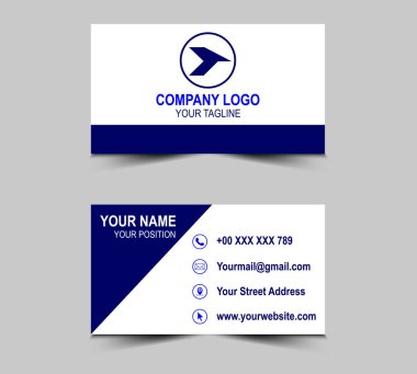 Şirket Logosu Profesyonel Vektör Çizim Şablonu ile Kartvizit Yaratıcı Tasarım Mavi ziyaret kartı