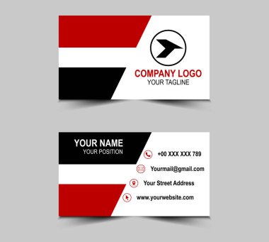 Kartvizit Yaratıcı Tasarım Siyah ve Kırmızı kartvizit Şirket Logosu Profesyonel Kurumsal Vektör Çizim Şablonu
