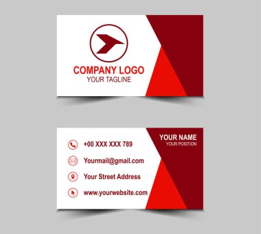 Şirket Logosu Profesyonel Vektör illüstrasyon baskı şablonu ile Kartvizit Yaratıcı Tasarım Kırmızı ziyaret kartı
