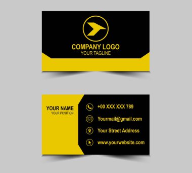 İş kartı yaratıcı şablon Siyah ve Sarı Renkli Tasarım Şirket logosu Profesyonel Vektör