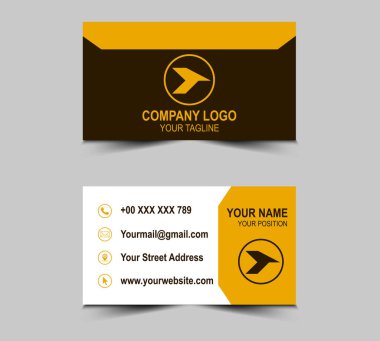 Kartvizit Yaratıcı Şablonu Kahverengi ve Sarı Tasarımlı Şirket Logosu Profesyonel Vektörü