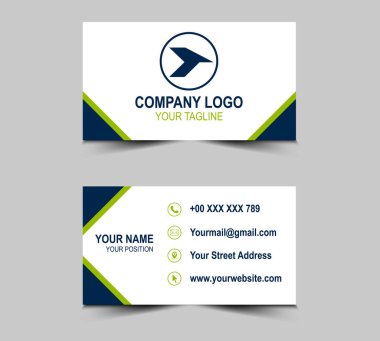 Tasarım Mavi ve Yeşil Şablon Kartviziti Şirket Logosu Profesyonel Şirket Vektörü