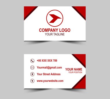 Şirket Logosu Profesyonel Kurumsal Vektörlü Kartvizit Tasarım Kırmızı Şablonu