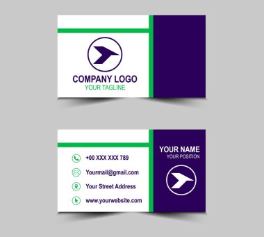 Şirket logosu Profesyonel Şirket Vektörü ile Kartvizit Yaratıcı Tasarım Mor ve Yeşil Kartı