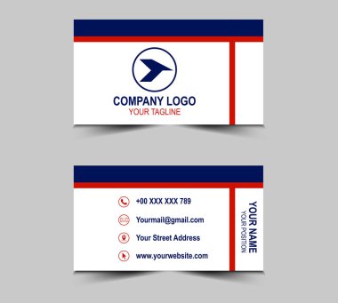 Tasarım Mavi ve Kırmızı Şablon Kartviziti Şirket Logosu Profesyonel Şirket Vektörü