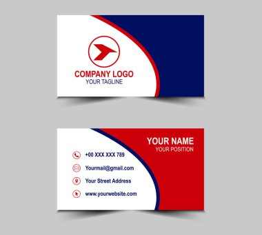 İş kartı Kırmızı ve Mavi Yaratıcı Şablon Tasarım Kartı Şirket Logosu Profesyonel Şirket Vektörü