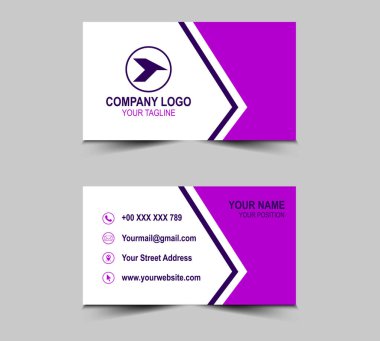 Şirket Logosu Profesyonel Kurumsal Vektörlü Mor Yaratıcı Şablon Tasarım Kartı
